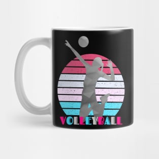 Volleyball Spiker Vintage Sunset Background Mug